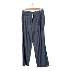 NWT Talbot's Sz 6P Weston Denim Chambray High Waist Wide Leg Full Length Pants
